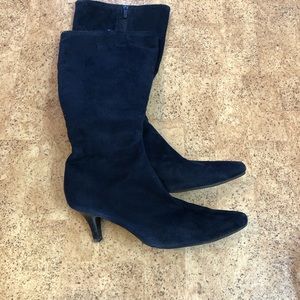 Navy Faux suede boots
